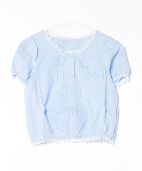 hugi(ハギ)の「TRIPLE HEART BLOUSE/トリプルハートブラウス(シャツ/ブラウス・レディース・サックスブルー/ライトピンク・FREE)」の9枚目の写真