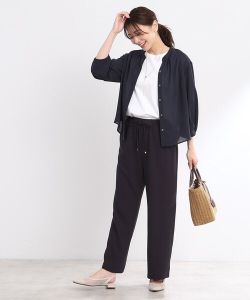 【夏SALE／接触冷感／マシンウォッシュ可／セットアップ可】スリーブディティールブラウス 夏SALE／接触冷感／マシンウォッシュ可／セットアップ可