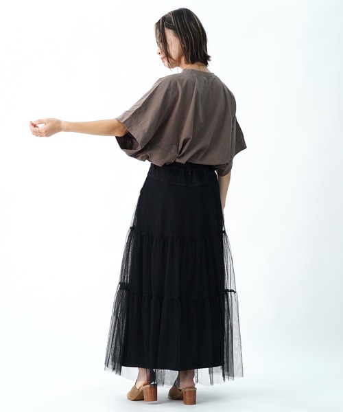 UNDICI・NOVE(ウンディッチノーベ)の「【AECA BLANC】アエカブラン/オーガニックコットン コクーンプルオーバー(Tシャツ/カットソー・レディース・ホワイト/ブラウン・M)」の7枚目の写真