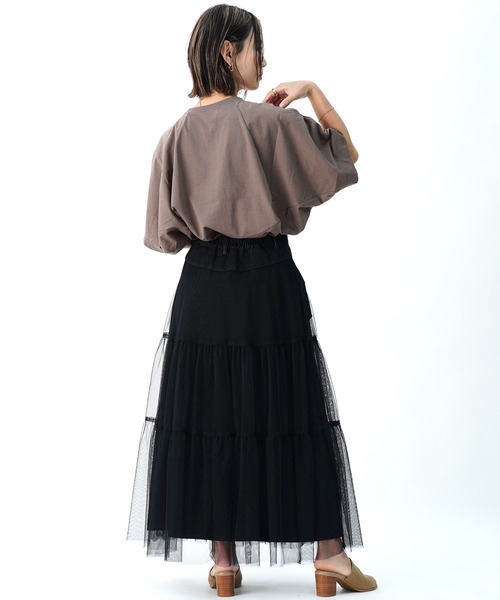 UNDICI・NOVE(ウンディッチノーベ)の「【AECA BLANC】アエカブラン/オーガニックコットン コクーンプルオーバー(Tシャツ/カットソー・レディース・ホワイト/ブラウン・M)」の6枚目の写真