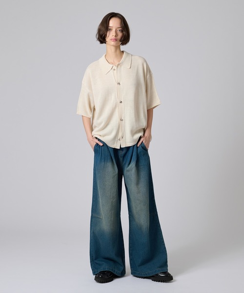 ONCILY（オンシェリー）の「OVER DYE CURVE DENIM PANTS/ オーバーダイカーブデニムパンツ（デニムパンツ・メンズ・ライトインディゴブルー/インディゴブルー/ブラック・LARGE/SMALL/MEDIUM）」の12枚目の写真