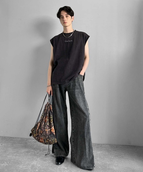 Classical Origin（クラシカルオリジン）の「【Classical Origin】紐刺繍スノーウォッシュ加工ノースリーブTシャツ／String Embroidery Snow-Washed Sleeveless T-Shirt（タンクトップ・メンズ・ブラック/グレー/レッド・SMALL/MEDIUM/LARGE）」の7枚目の写真