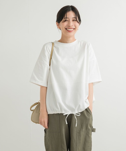 URBAN RESEARCH DOORS（アーバンリサーチドアーズ）の「『再入荷』ヘムドロストプルオーバー（Tシャツ/カットソー・レディース・オフホワイト/ミント/チャコールグレー・MEDIUM）」の2枚目の写真