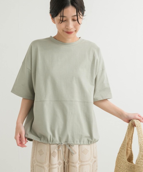 URBAN RESEARCH DOORS（アーバンリサーチドアーズ）の「『再入荷』ヘムドロストプルオーバー（Tシャツ/カットソー・レディース・オフホワイト/ミント/チャコールグレー・MEDIUM）」の1枚目の写真