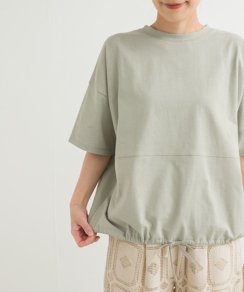 URBAN RESEARCH DOORS（アーバンリサーチドアーズ）の「『再入荷』ヘムドロストプルオーバー（Tシャツ/カットソー・レディース・オフホワイト/ミント/チャコールグレー・MEDIUM）」の6枚目の写真