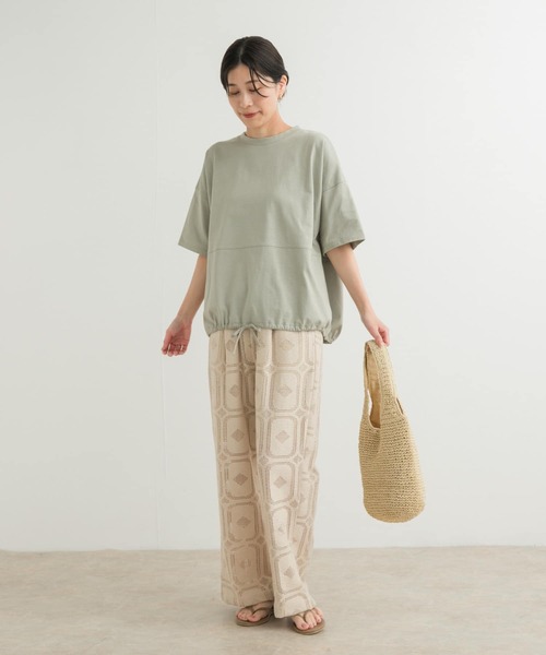 URBAN RESEARCH DOORS（アーバンリサーチドアーズ）の「『再入荷』ヘムドロストプルオーバー（Tシャツ/カットソー・レディース・オフホワイト/ミント/チャコールグレー・MEDIUM）」の8枚目の写真