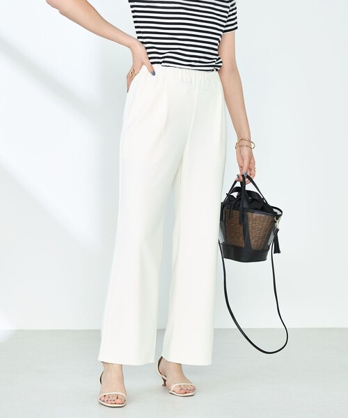 NOLLEY’S Sophi(ノーリーズソフィ)の「《セットアップ対応》ウォッシャブルマルチファンクションイージーセミフレアパンツ(その他パンツ・レディース・ブラック/オフホワイト・38/36/34)」の2枚目の写真