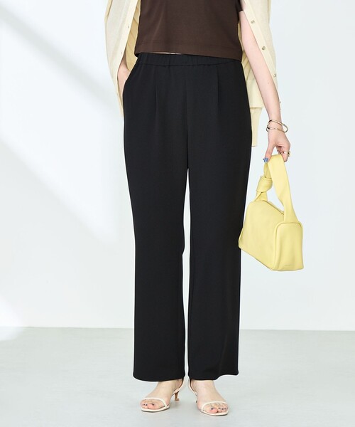 NOLLEY’S Sophi(ノーリーズソフィ)の「《セットアップ対応》ウォッシャブルマルチファンクションイージーセミフレアパンツ(その他パンツ・レディース・ブラック/オフホワイト・38/36/34)」の1枚目の写真