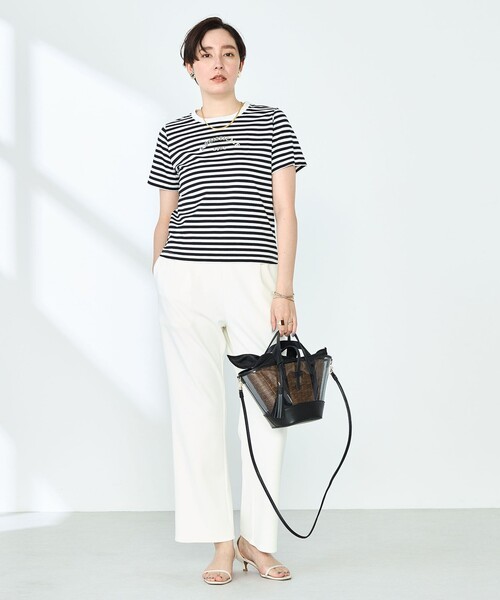 NOLLEY’S Sophi(ノーリーズソフィ)の「《セットアップ対応》ウォッシャブルマルチファンクションイージーセミフレアパンツ(その他パンツ・レディース・ブラック/オフホワイト・38/36/34)」の3枚目の写真