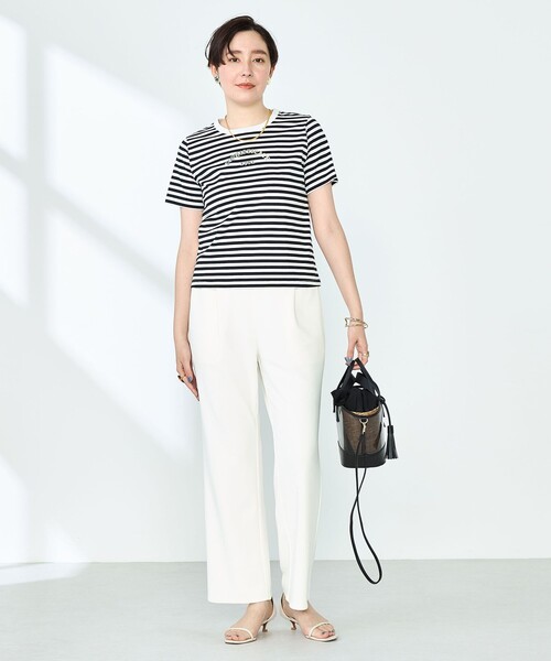 NOLLEY’S Sophi(ノーリーズソフィ)の「《セットアップ対応》ウォッシャブルマルチファンクションイージーセミフレアパンツ(その他パンツ・レディース・ブラック/オフホワイト・38/36/34)」の4枚目の写真