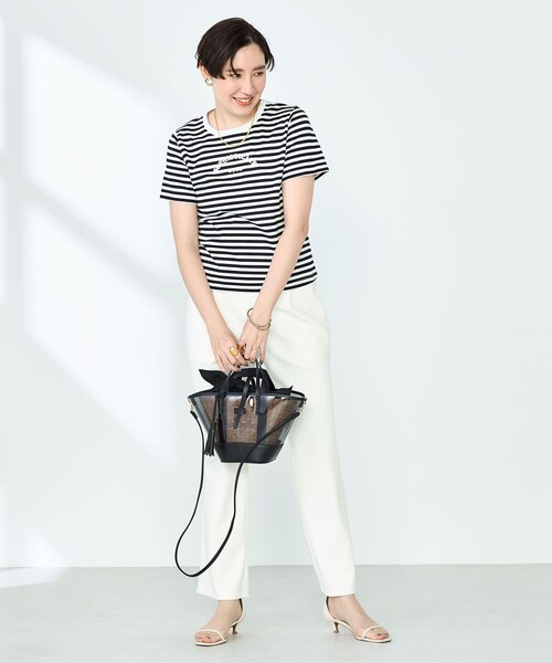 NOLLEY’S Sophi(ノーリーズソフィ)の「《セットアップ対応》ウォッシャブルマルチファンクションイージーセミフレアパンツ(その他パンツ・レディース・ブラック/オフホワイト・38/36/34)」の5枚目の写真