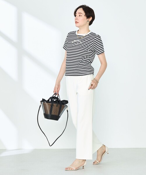 NOLLEY’S Sophi(ノーリーズソフィ)の「《セットアップ対応》ウォッシャブルマルチファンクションイージーセミフレアパンツ(その他パンツ・レディース・ブラック/オフホワイト・38/36/34)」の6枚目の写真