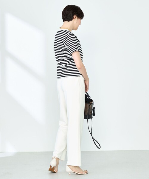 NOLLEY’S Sophi(ノーリーズソフィ)の「《セットアップ対応》ウォッシャブルマルチファンクションイージーセミフレアパンツ(その他パンツ・レディース・ブラック/オフホワイト・38/36/34)」の8枚目の写真