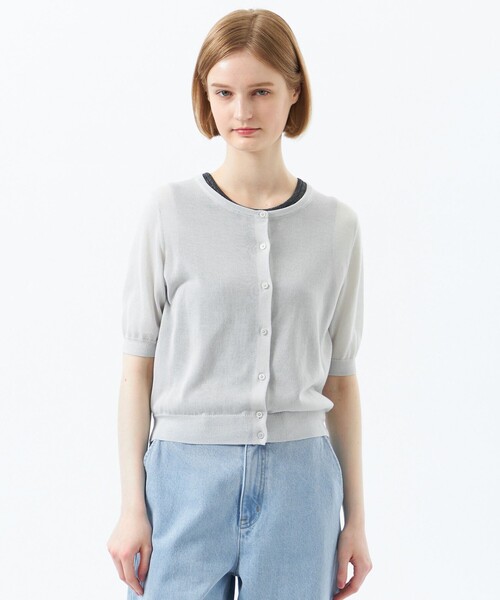 MACKINTOSH PHILOSOPHY(マッキントッシュ フィロソフィー)の「【Heavenly Sheer Knit】 ハーフスリーブカーディガン(カーディガン/ボレロ・レディース・オレンジ/ダークネイビー/グレー系その他/カーキ・38/36)」の2枚目の写真