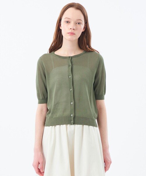 MACKINTOSH PHILOSOPHY(マッキントッシュ フィロソフィー)の「【Heavenly Sheer Knit】 ハーフスリーブカーディガン(カーディガン/ボレロ・レディース・オレンジ/ダークネイビー/グレー系その他/カーキ・38/36)」の1枚目の写真