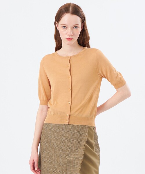 MACKINTOSH PHILOSOPHY(マッキントッシュ フィロソフィー)の「【Heavenly Sheer Knit】 ハーフスリーブカーディガン(カーディガン/ボレロ・レディース・オレンジ/ダークネイビー/グレー系その他/カーキ・38/36)」の4枚目の写真