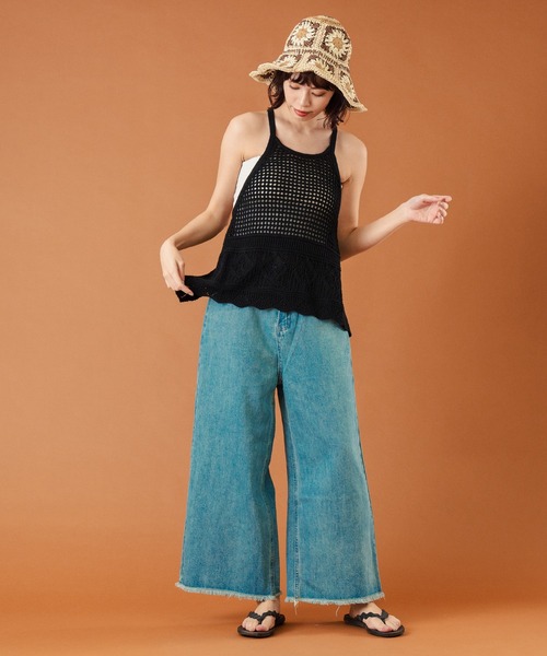 anap mimpi（アナップミンピ）の「裾スカラップ 透かし編みホルター キャミソール（キャミソール・レディース・キナリ/ブラック・FREE）」の15枚目の写真