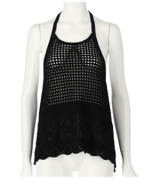anap mimpi（アナップミンピ）の「裾スカラップ 透かし編みホルター キャミソール（キャミソール・レディース・キナリ/ブラック・FREE）」の22枚目の写真
