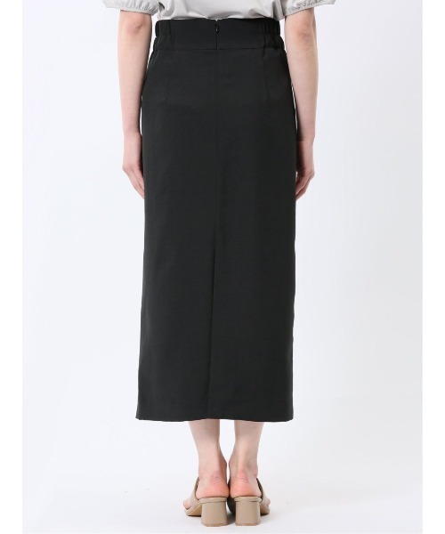 m.f.editorial（エムエフエディトリアル）の「【接触冷感 ウォッシャブル】m.f.エディトリアルレディース 杢調 ラップ風ロングスカート(セットアップ可能)（スーツスカート・レディース・ブラック・S/LARGE/MEDIUM/X-LARGE）」の11枚目の写真