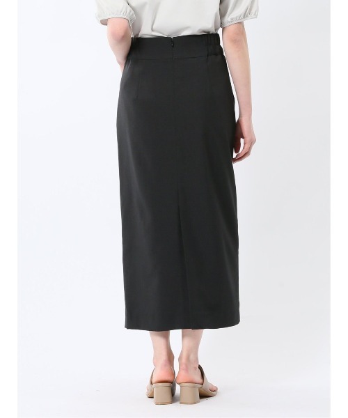 m.f.editorial（エムエフエディトリアル）の「【接触冷感 ウォッシャブル】m.f.エディトリアルレディース 杢調 ラップ風ロングスカート(セットアップ可能)（スーツスカート・レディース・ブラック・S/LARGE/MEDIUM/X-LARGE）」の14枚目の写真