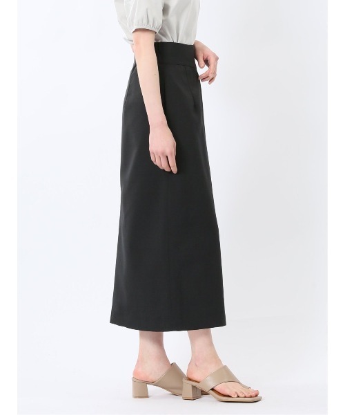 m.f.editorial（エムエフエディトリアル）の「【接触冷感 ウォッシャブル】m.f.エディトリアルレディース 杢調 ラップ風ロングスカート(セットアップ可能)（スーツスカート・レディース・ブラック・S/LARGE/MEDIUM/X-LARGE）」の3枚目の写真