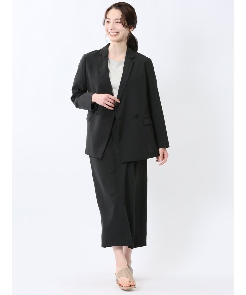 m.f.editorial（エムエフエディトリアル）の「【接触冷感 ウォッシャブル】m.f.エディトリアルレディース 杢調 ラップ風ロングスカート(セットアップ可能)（スーツスカート・レディース・ブラック・S/LARGE/MEDIUM/X-LARGE）」の4枚目の写真