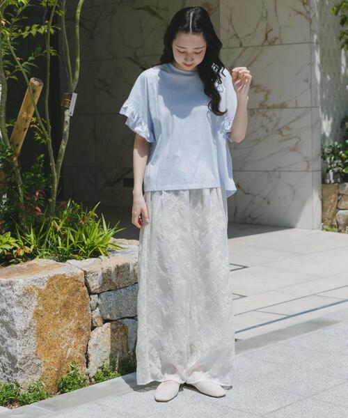 ITEMS URBANRESEARCH(アイテムズ アーバンリサーチ)の「シアー刺繍イージーパンツ(その他パンツ・レディース・ホワイト/ブラック・FREE)」の5枚目の写真