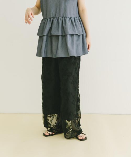 ITEMS URBANRESEARCH(アイテムズ アーバンリサーチ)の「シアー刺繍イージーパンツ(その他パンツ・レディース・ホワイト/ブラック・FREE)」の19枚目の写真