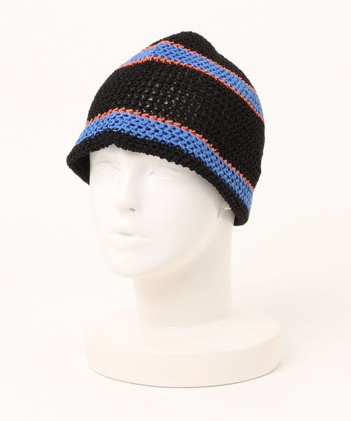 SPINNS（スピンズ）の「ニットバケットハット/ボーダー/バケハ（ハット・メンズ・ブラック×ブルー/ホワイト×レッド・ONESIZE）」の2枚目の写真