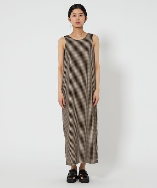 CITEN(シテン)の「<CITEN>バックギャザーノースリーブワンピースチェック(ワンピース・レディース・ベージュ・S/M)」の3枚目の写真