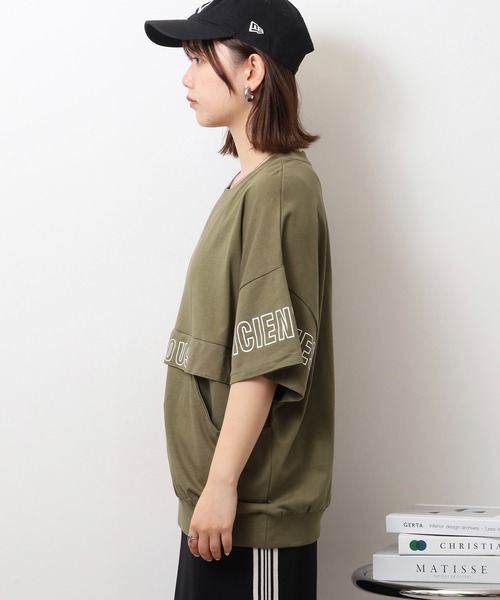 XLarge☆オーバーダイ加工 ポケット付き Tシャツ ニッセン Tシャツ 五分袖 ヘビーウェイト オーバーサイズ