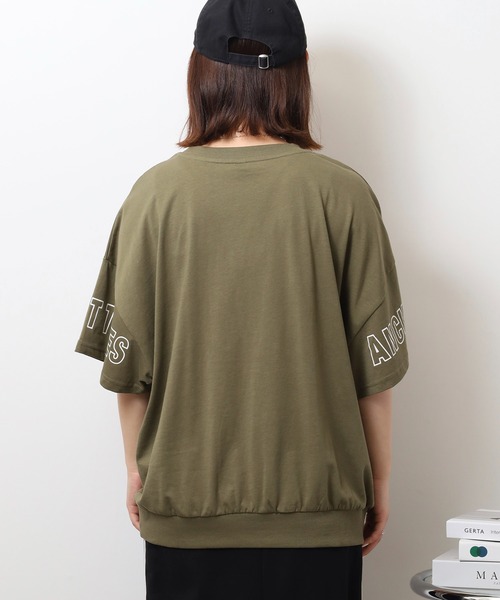 ロゴプリント オーバーサイズ フリースコットンTシャツ セール】ポケット付きオーバーサイズシルエットロゴプリントT
