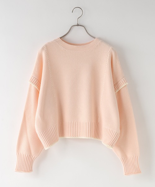 LOWRYS FARM（ローリーズファーム）の「２ＷＡＹハイショクステッチプルオーバー 452238（ニット/セーター・レディース・ブラック/パープル/ブラウン/アイボリー/グレー/レッド/ブルー/グリーン系その他/レッド系その他/ベビーピンク・SHORT/LONG）」の8枚目の写真