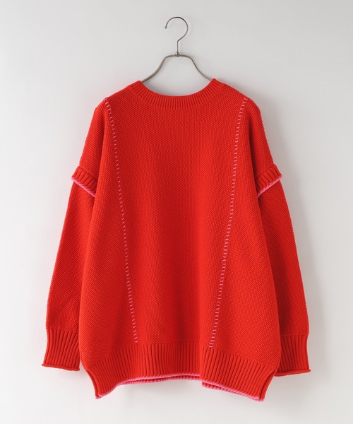 LOWRYS FARM（ローリーズファーム）の「２ＷＡＹハイショクステッチプルオーバー 452238（ニット/セーター・レディース・ブラック/パープル/ブラウン/アイボリー/グレー/レッド/ブルー/グリーン系その他/レッド系その他/ベビーピンク・SHORT/LONG）」の10枚目の写真