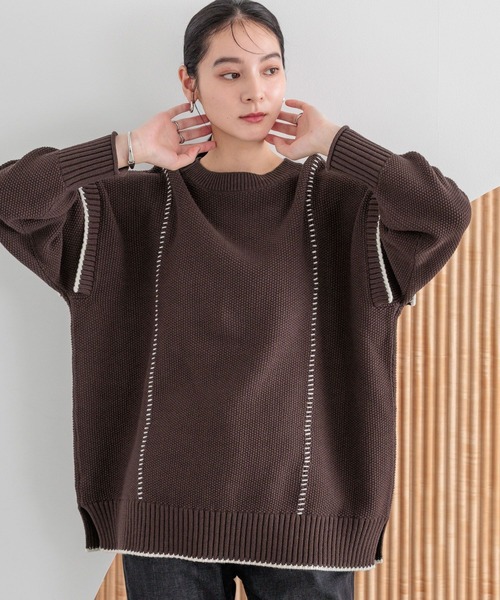 LOWRYS FARM（ローリーズファーム）の「２ＷＡＹハイショクステッチプルオーバー 452238（ニット/セーター・レディース・ブラック/パープル/ブラウン/アイボリー/グレー/レッド/ブルー/グリーン系その他/レッド系その他/ベビーピンク・SHORT/LONG）」の14枚目の写真