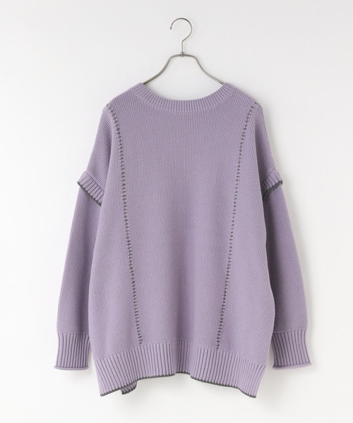 LOWRYS FARM（ローリーズファーム）の「２ＷＡＹハイショクステッチプルオーバー 452238（ニット/セーター・レディース・ブラック/パープル/ブラウン/アイボリー/グレー/レッド/ブルー/グリーン系その他/レッド系その他/ベビーピンク・SHORT/LONG）」の13枚目の写真