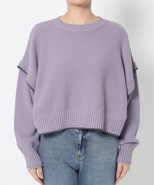 LOWRYS FARM（ローリーズファーム）の「２ＷＡＹハイショクステッチプルオーバー 452238（ニット/セーター・レディース・ブラック/パープル/ブラウン/アイボリー/グレー/レッド/ブルー/グリーン系その他/レッド系その他/ベビーピンク・SHORT/LONG）」の12枚目の写真