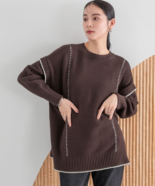 LOWRYS FARM（ローリーズファーム）の「２ＷＡＹハイショクステッチプルオーバー 452238（ニット/セーター・レディース・ブラック/パープル/ブラウン/アイボリー/グレー/レッド/ブルー/グリーン系その他/レッド系その他/ベビーピンク・SHORT/LONG）」の15枚目の写真