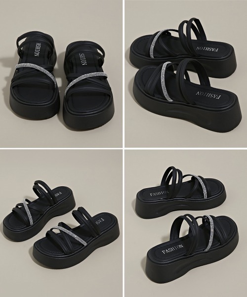 Miniministore(ミニミニストア)の「厚底サンダル クロスストラップ夏靴 軽量(サンダル・レディース・ブラック/アイボリー・24.0cm/23.5cm/23.0cm/22.5cm/24.5cm)」の19枚目の写真