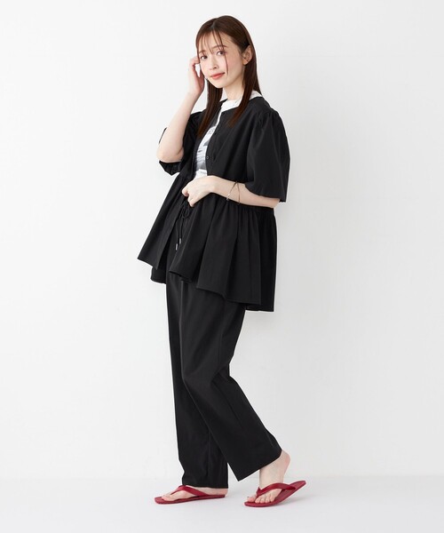 SHIPS Colors(シップス カラーズ)の「SHIPS Colors:〈接触冷感・UVカット・撥水〉マルチファンクション 羽織 シャツ◇(シャツ/ブラウス・レディース・ブラック/ブルー/ベージュ・ONE SIZE)」の14枚目の写真