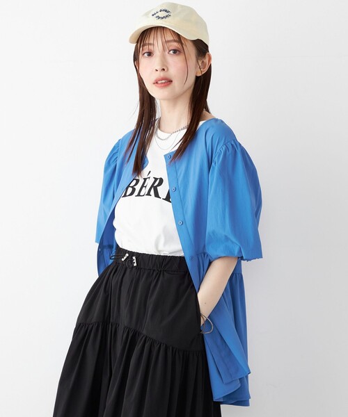 SHIPS Colors(シップス カラーズ)の「SHIPS Colors:〈接触冷感・UVカット・撥水〉マルチファンクション 羽織 シャツ◇(シャツ/ブラウス・レディース・ブラック/ブルー/ベージュ・ONE SIZE)」の13枚目の写真