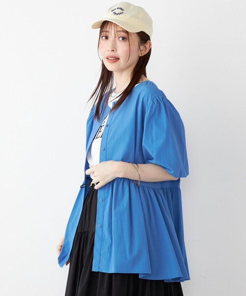 SHIPS Colors(シップス カラーズ)の「SHIPS Colors:〈接触冷感・UVカット・撥水〉マルチファンクション 羽織 シャツ◇(シャツ/ブラウス・レディース・ブラック/ブルー/ベージュ・ONE SIZE)」の12枚目の写真