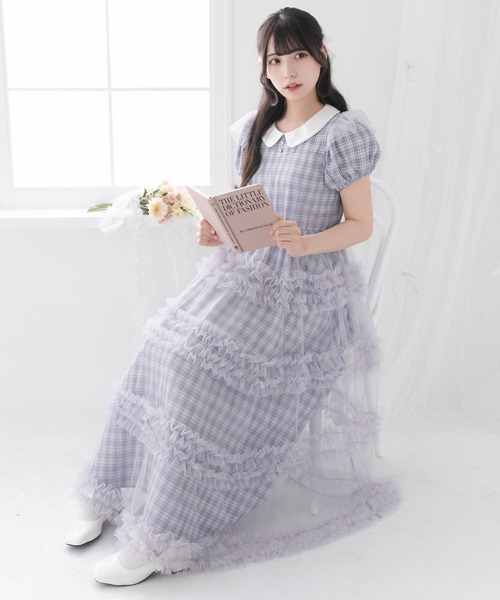 DearMyLoveRose（ディアマイラブローズ）の「チュールドッキングフリルワンピース【大きいサイズ有り】（ワンピース・レディース・ブラック系その他/ブラック×ブラック/ベビーピンク/ブラック/ピンク系その他/ブルーグレー・MEDIUM/LARGE/LL/3L）」の18枚目の写真