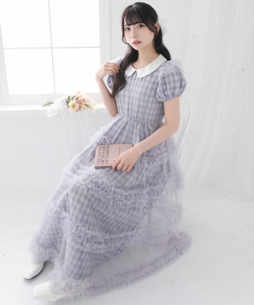 DearMyLoveRose（ディアマイラブローズ）の「チュールドッキングフリルワンピース【大きいサイズ有り】（ワンピース・レディース・ブラック系その他/ブラック×ブラック/ベビーピンク/ブラック/ピンク系その他/ブルーグレー・MEDIUM/LARGE/LL/3L）」の22枚目の写真