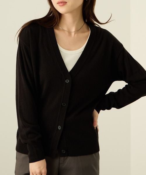 NAVY(ネイビー)の「nAvy カシミヤタッチVカーディガン(カーディガン/ボレロ・レディース・ネイビー/ブラック/チャコールグレー・M/L)」の1枚目の写真