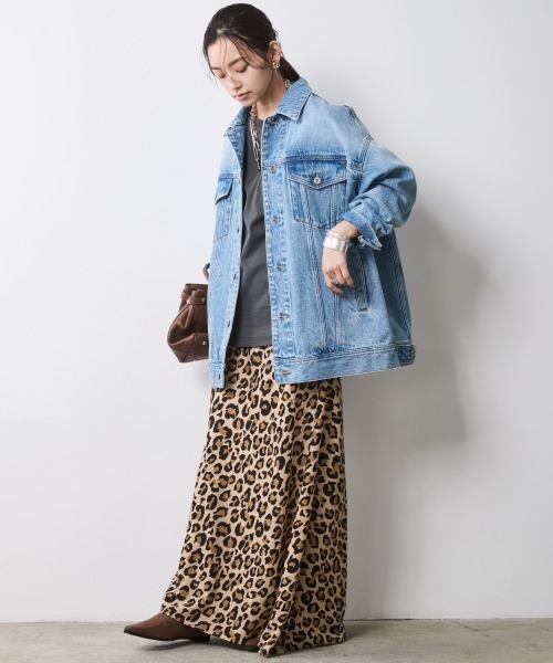 CHIC STYLE（シックスタイル）の「レオパード柄ナローマキシスカート＜大きいサイズ有＞シックスタイル（スカート・レディース・グレー系/ブラウン系・5L/4L/3L/LL/L/M）」の5枚目の写真