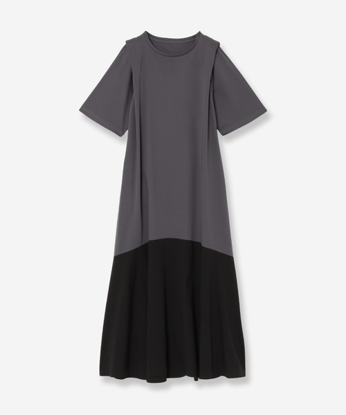 R-ISM(リズム)の「【洗える】シルケットドッキングワンピース(ワンピース・レディース・ブラック/チャコールグレー・4)」の2枚目の写真