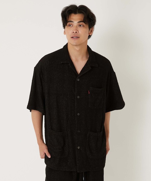 HOLLYWOOD RANCH MARKET(ハリウッドランチマーケット)の「ピグメントプリント ダブルニットパイル オープンカラーシャツ(シャツ/ブラウス・メンズ・ブラック/ホワイト・M/L/XL/S)」の10枚目の写真