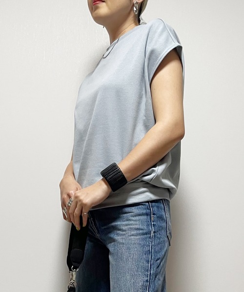 Fizz（フィズ）の「【Fizz/フィズ】　シアー布帛ニットソードルマンプルオーバー（Tシャツ/カットソー・レディース・ホワイト/ネイビー/ブルー/ライトベージュ/グレイッシュベージュ・M）」の14枚目の写真