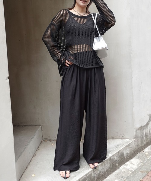 CORNERS（コーナーズ）の「リネンライクイージーパンツ（その他パンツ・レディース・ベージュ/アイボリー/ブラック・M）」の3枚目の写真